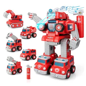5 1 로봇 DIY 교육 firewire 로봇 자동차 장난감 트럭 어린이 변형 트럭 장난감