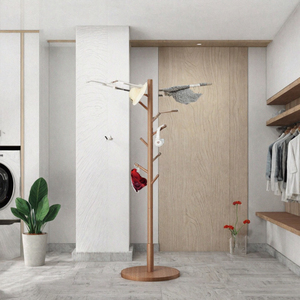 Wooden Coat Stand Floor Mounted Coat <b>Rack</b> Tree Wooden Hat and Bag Organizer for Bedroom Entryway - Product Image 3