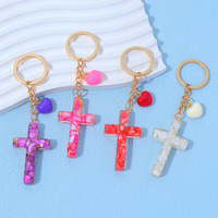 Mini porte-clés religieux en forme de papillon, cœur, croix de Jésus, produits chrétiens, cadeau pour client, breloque de sac chrétien, accessoires
