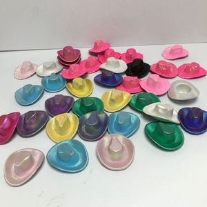 Hstyle Mini Neon Space Cowgirl Hat Cute Disco Cowboy Doll Hat Holográfico Cowboy Dollhouse Decoración para Cowgirl Party HS1674 - Product Image 2