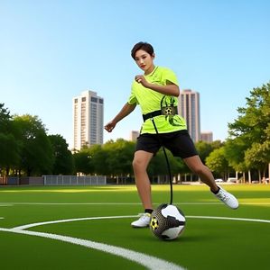 Entraîneur de football pour enfants avec ballon rebondissant réglable, bandeau et ceinture pour entraînement individuel en intérieur et extérieur, développement des compétences de football - Product Image 3
