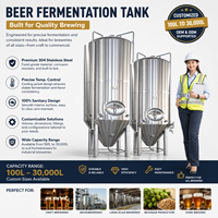 Cuve de fermentation de bière conique en acier inoxydable 200l 500L 10000l Cuve de fermentation de bière à enveloppe Équipement de fermentation de bière