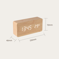 Horloge de table numérique en bois BSCI avec thermomètre, date, LED, décoration de bureau, luminosité réglable