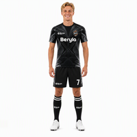 Conjunto de Uniforme de Fútbol Personalizado Negro Medianoche, Unisex, Sublimado, de Secado Rápido, Transpirable, Ropa Deportiva para Equipos, Fabricante OEM al por Mayor