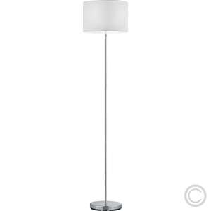 Lampe sur pied textile moderne E27 (abat-jour en tissu) avec interrupteur au pied, blanche - Product Image 1