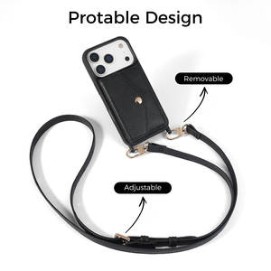 Custodia a tracolla in pelle PU premium alla moda per iPhone 17 Pro Max con laccetto e portafoglio integrato - Product Image 2