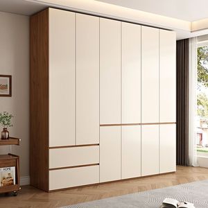 Armoire de couple moderne autoportante avec portes battantes et séparations internes, grande capacité pour les vêtements des conjoints - Product Image 5