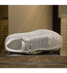 Zapatillas Casuales Blancas Plateadas para Mujer, Otoño 2026, con Plataforma y Suela Gruesa, Decoradas con Pedrería Brillante, para Caminar - Product Image 4