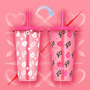 Nuevo diseño mágico regalo del Día de San Valentín brillo café frío vaso de plástico taza que cambia de color - Product Image 2