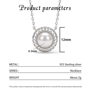 S925 Silver Freshwater Pearl Necklace CZ Pave Interlocking Loop Pendant Jewelry Elegant Gift for Women - Product Image 6