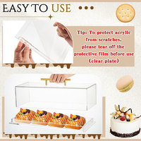 Boîte de présentation en acrylique pour pain et pâtisseries, plateau rectangulaire transparent avec couvercle, conteneur de rangement alimentaire pour comptoir de fête, personnalisable