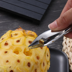 Couteau à ananas en acier inoxydable, ensemble de 2 pièces, lame en forme de V pour un épluchage et un retrait du noyau faciles, outil pour fruits - Product Image 2