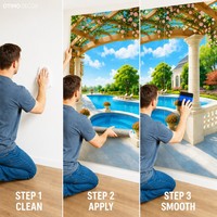 Mural de Pared Personalizado para Piscina, Lienzo al Óleo, Papel Tapiz Tropical para Piscina, Decoración de Pared a Medida para Hotel, Piscina, Spa, Resort