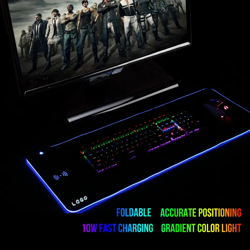 Tappetino per Mouse da gioco grande RGB LED XXL tappetino per mouse con ricarica Wireless a led rgb formato XXL personalizzato