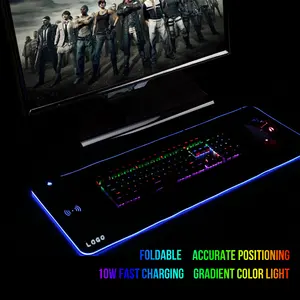 Alas Tetikus Gaming LED RGB Besar XXL Kustom Kartun XXL Ukuran Rgb Led Bantalan Tetikus Pengisian Nirkabel