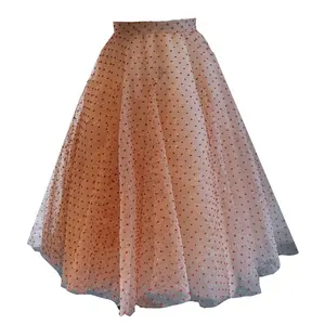 Женская кружевная юбка до колена, розовая мини-юбка из мягкой тюлевой ткани