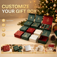 Boîte cadeau rigide personnalisable pour Noël, avec logo en estampe à chaud, intérieur en soie, boîte cadeau de Noël en carton premium
