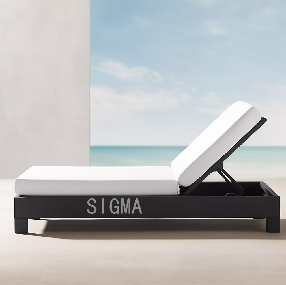 All Weather High Quality Pool Sun Bed Soft Cushion Aluminium Metal Frame Furniture Aluminum Outdoor Chaise Lounge Chair