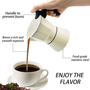 <span class=keywords><strong>Cafetière</strong></span> à expresso portable en métal moderne sur mesure <span class=keywords><strong>3</strong></span>/6 <span class=keywords><strong>tasses</strong></span> en acier inoxydable <span class=keywords><strong>Cafetière</strong></span> <span class=keywords><strong>italienne</strong></span> Moka pour la maison et le bureau - Product Image 4