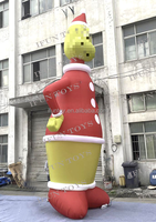 Grande figurine gonflable du Grinch avec sac cadeau et lumière LED, thème des fêtes de Noël, Grinch, Père Noël, monstre vert, gonflable de Noël