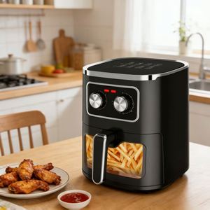 Friteuse électrique carrée en plastique 5L à commande manuelle, sans huile, avec fonction de cuisson et fenêtre de visualisation, à haute efficacité énergétique - Product Image 4