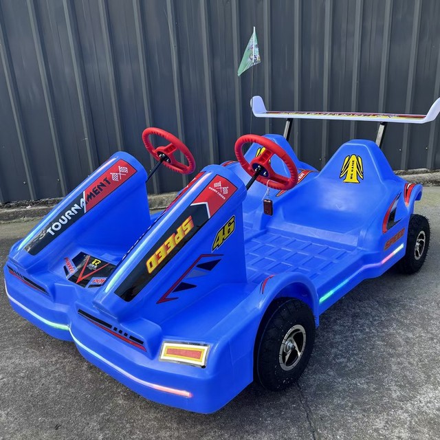 Commercial 350W Electric Remote Go-Kart Double-Seat Luminous Fiberglass Karting for Kids Adults Indoor Amusement Educational