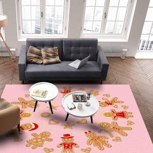 Tapis de Noël rouge en forme de biscuits, décoration de la maison, motif flocon de neige, étoile, cœur, antidérapant, absorbant, doux, tapis de salon, tissé en Chine - Product Image 5