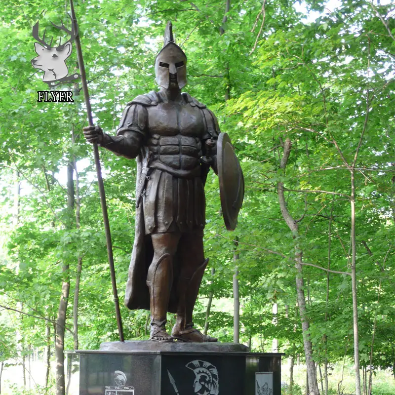 屋外公園の装飾金属等身大ローマの戦士の彫刻ブロンズ真鍮