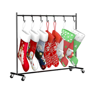 Bán Buôn Có Thể Tháo Rời Kim Loại Giáng Sinh Trang Trí Vớ Hiển Thị Sàn Đứng Rack Với Hooks - Product Image 1