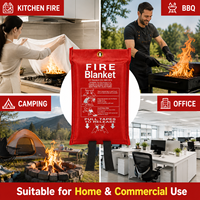 Couverture anti-feu d'urgence en fibre de verre 1,2 m x 1,8 m, épaisseur 0,45 mm, sans œillets, résistante à la chaleur, pour la lutte contre les incendies domestiques, certifiée CE