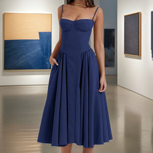 OEM personalizzabile elegante <span class=keywords><strong>abito</strong></span> <span class=keywords><strong>da</strong></span> <span class=keywords><strong>sera</strong></span> Slim senza schienale per le donne abiti <span class=keywords><strong>da</strong></span> festa estivi Casual <span class=keywords><strong>da</strong></span> donna con <span class=keywords><strong>motivi</strong></span> solidi - Product Image 3