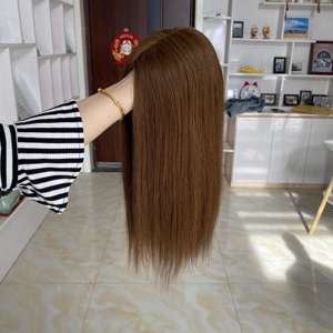 Nouvelle conception 2025, closure en soie, topper YF-2306-4 #   Mini perruque en cheveux raides russes, blonde européenne, densité 130%, pour femmes - Product Image 2