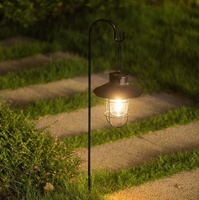 Lanterne de jardin moderne de luxe en fer avec crochets de berger et installation facile - Décoration extérieure pour allées et chemins