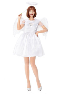 Costume Cosplay angelo bianco adulto costume intero ragazza vestito da angelo bianco con ala - Product Image 3