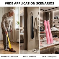 Chausse-pied en plastique écologique à manche extra long de 49 cm, facile à nettoyer, pour personnes âgées, hôtels et usage domestique, 4 couleurs
