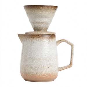 Ensemble de préparation du café en céramique artisanale vintage avec glaçure dégradée, comprenant un filtre et une cafetière à dégoulinement pour le thé et le café, cafetière unique en argile - Product Image 6