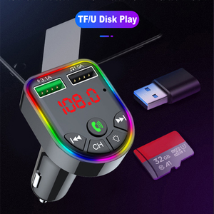 Eonlineワイヤレス5.0FMトランスミッターカーキットMP3プレーヤーハンズフリーアンビエントライトオーディオレシーバー2 USB急速充電TFUディスク<span class=keywords><strong>Pl</strong></span> - Product Image 3