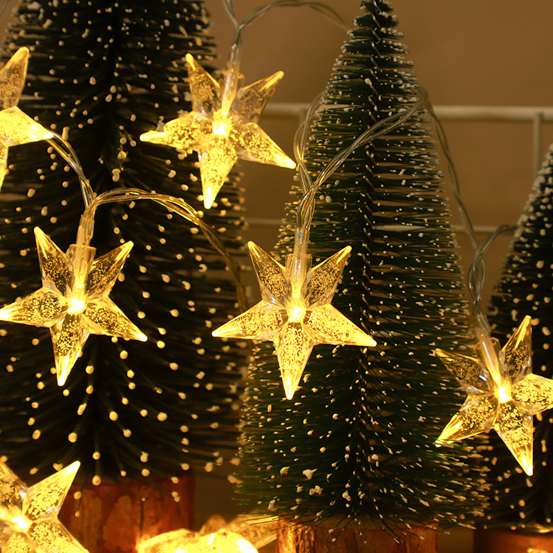 YY Brand LED Battery-Powered Star String Lights - Bubble Pentagram Design for Indoor/Outdoor Christm