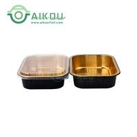 Conteneur en aluminium pour micro-ondes rectangulaire doré et noir pour plateau de restauration rapide, boîte à lunch, assiettes jetables pour restaurant