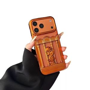 Custodia per telefono in TPU opaco elettroplaccato 3D Angel a prezzo di fabbrica per iPhone 17 16 15 Pro Max, design a colonna romana 3D intagliata - Product Image 3