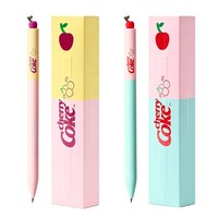 Pulpen Gel Kreatif Cherry Coke 0.5mm Ujung Peluru Tinta Hitam Cepat Kering Dua Warna untuk Hadiah, Pelajar, Belajar, dan Eceran