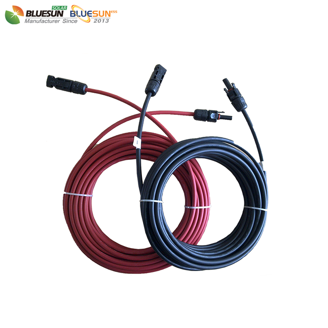 Bluesun High Quality Solar Pv Cable 4mm Solar Pv Cable PV Connectors Black and Red Photovolta DC Power Cables
