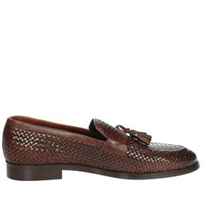 Mocassins pour homme en cuir tressé marron à pampilles, chaussures habillées à enfiler - Product Image 4