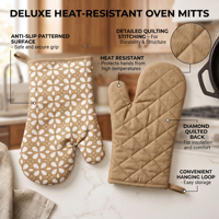 Großhandel Maßgefertigte Hitzebeständige Baumwoll-Ofenhandschuhe Vintage Bedruckte Küchen-Backhandschuhe Hersteller