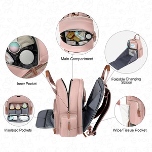 Bolsa de pañales de maternidad de gran capacidad, <span class=keywords><strong>mochila</strong></span> de viaje personalizada para mamá, <span class=keywords><strong>bolso</strong></span> de pañales de lactancia con estación de cambio - Product Image 4