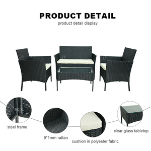 Steel Rattan 4 Pieces Outdoor <strong>Furniture</strong> Sales Set Courtyard Garden Patio Rattan Sofa Outdoor Rattan <strong>Furniture</strong> - Product Image 3