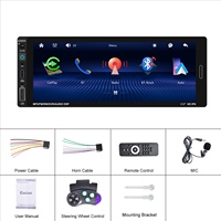 Lecteur MP5 universel 1DIN pour voiture de 6,86 pouces, écran de contrôle central de voiture sans fil Carplay et Android Auto, unité tout-en-un
