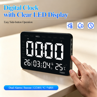 Jam Alarm Dinding Digital Multifungsi Kalender Elektronik Timer Monitor Suhu dan Kelembapan Ruangan untuk Rumah Kantor