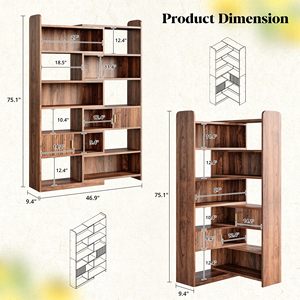 ตู้หนังสือไม้ทรงมุมทันสมัย SENYU พร้อมชั้นวาง 6 ชั้น ตู้เก็บของสำหรับห้องนั่งเล่น โฮมออฟฟิศ เฟอร์นิเจอร์แบบตั้งพื้น - Product Image 6