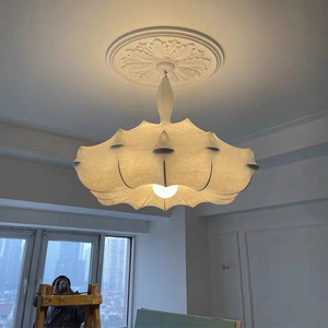 Lustre en soie de designer italien Flos, couleur crème, pour salon, style français, luminaire artistique pour maison d'hôtes, E27, six têtes LED - Product Image 2